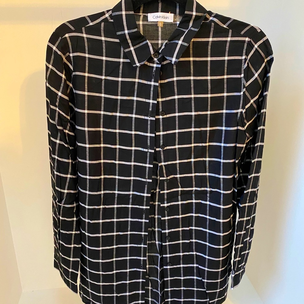 Calvin Klein Kerren Roll-Tab Button Down Blouse